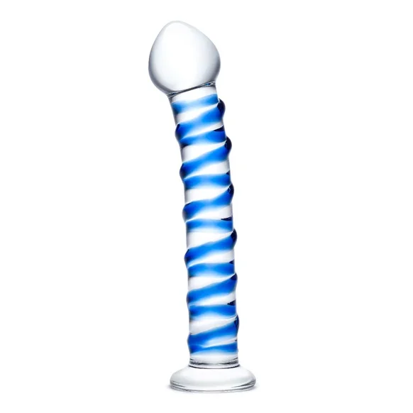 Glas 7.5inch Spiral Glass Dildo Blue