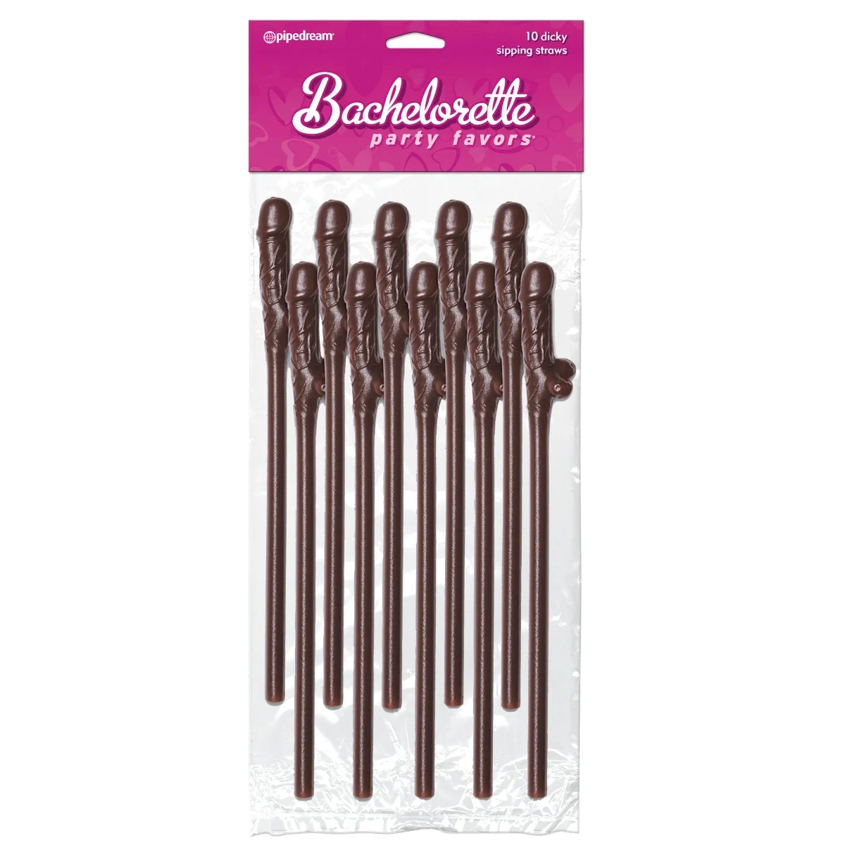 Bachelorette Party Favors Dicky Sipping Straws - Brown 10 pcs