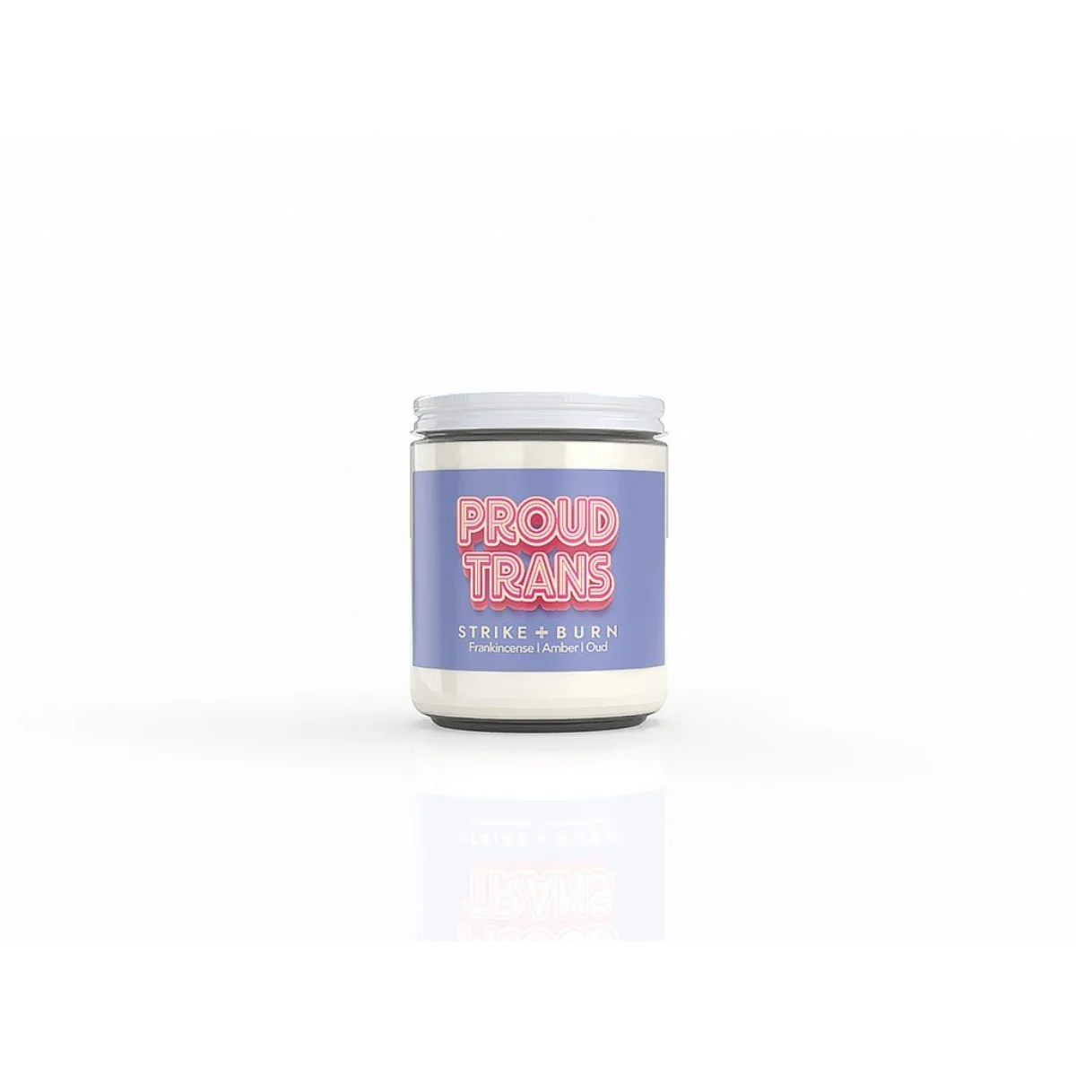Strike & Burn Proud Trans Frankincense Amber and Oud Candle
