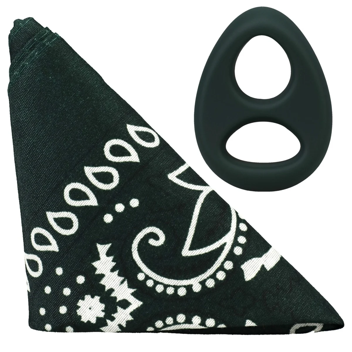 Rock Solid The Code Silicone Cock Ring with Bandana Hunter Green Black